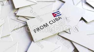 与古巴的信件，还有其他信件。 国际邮件相关概念三维动画